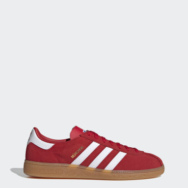 grey and red adidas trainers
