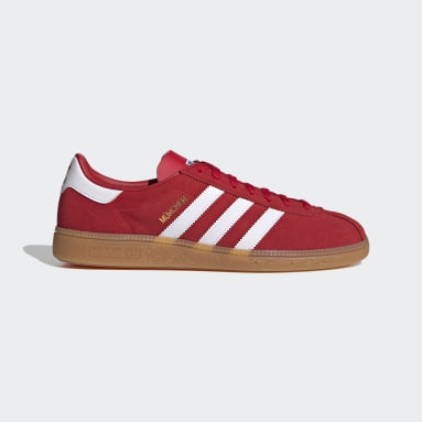 adidas red suede trainers