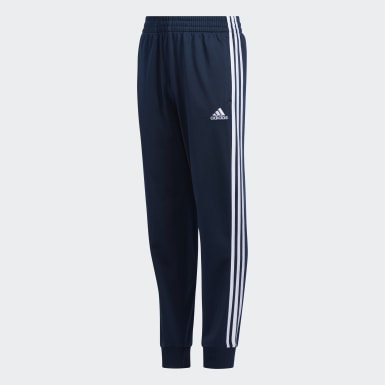 half striped adidas joggers