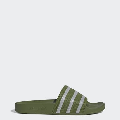 green adilette slides