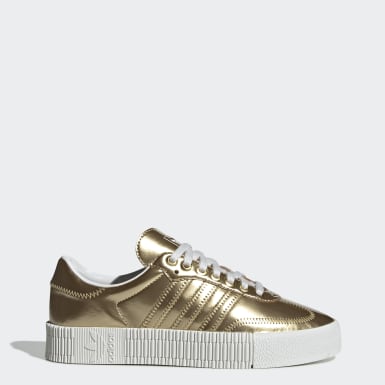 gold adidas tennis shoes