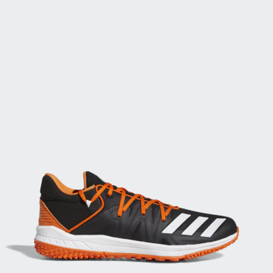 black and orange baseball turf shoes