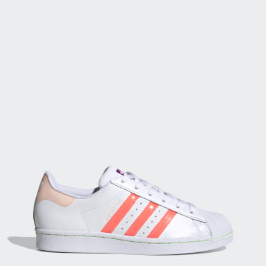 adidas superstar white with pink stripes
