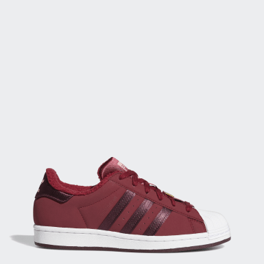 white and burgundy adidas shoes