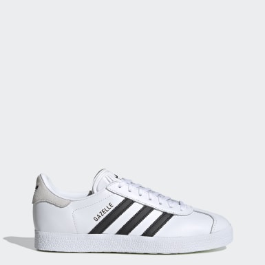 ladies white leather gazelles