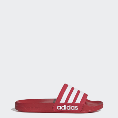 adidas slippers red and white