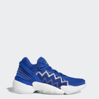 blue and white adidas basketball shoes