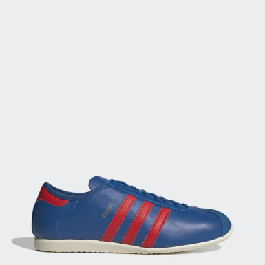 navy blue and white adidas shoes