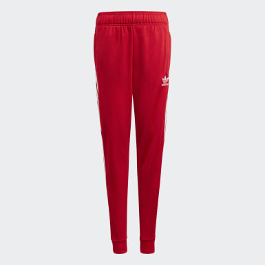 red adidas pants girls