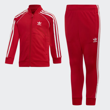 girls red adidas tracksuit