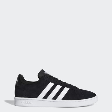 black adidas court shoes