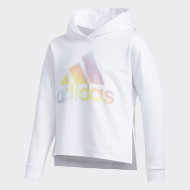 girls white adidas hoodie
