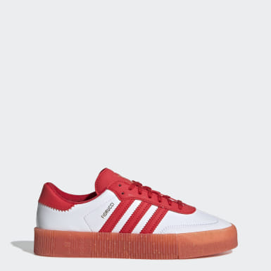 womens red and white adidas shoes