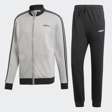 grey and white adidas tracksuit mens