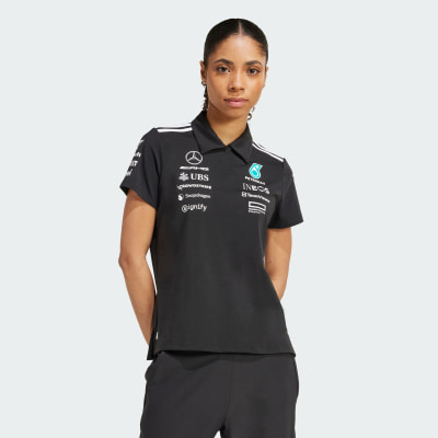 adidas Polera con Cuello Negra Mercedes - AMG Petronas Formula One Team Polera con Cuello Negra Mercedes - AMG Petronas Formula One Team Mujer - Mujer Deportes de motor,Originals