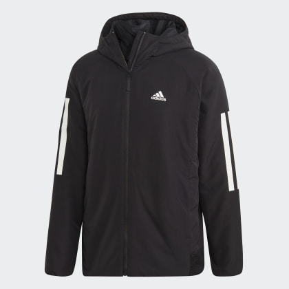Adidas Jacke Hooded Deutschland to Schwarz sports streifen Insulated 3 Back Black WDYe2IE9bH