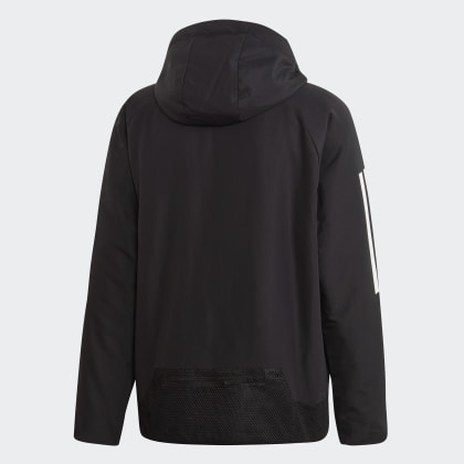 Adidas Jacke Hooded Deutschland to Schwarz sports streifen Insulated 3 Back Black WDYe2IE9bH