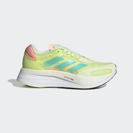 Adidas Adizero Boston 10 Shoes W Almost Lime / Mint Rush / Light Flash Orange 7.5 - Women Running Trainers
