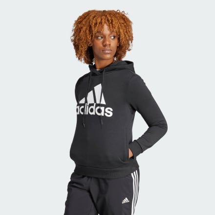 adidas LOUNGEWEAR Essentials Logo Fleece Hoodie Black / White L - Women Lifestyle Hoodies,Sweatshirts