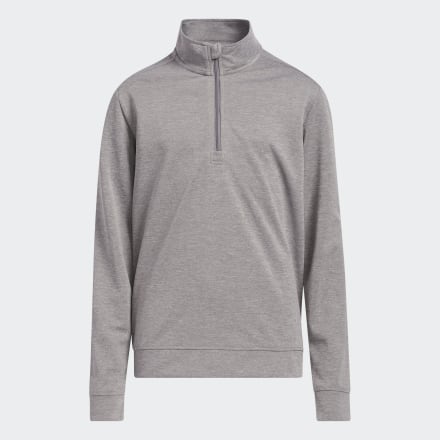 Adidas Boys' Heather Quarter-Zip Pullover Grey Mel 11-12 - Kids Golf Sweatshirts