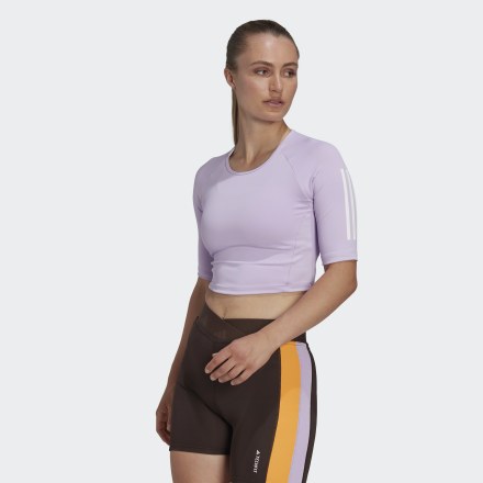 Adidas Hyperglam Training Crop Tee Purple Glow XS - Women Training Shirts