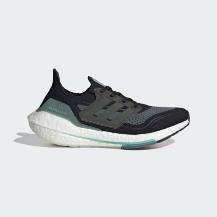adidas Ultraboost 21 Shoes Black / Acid Mint / Hazy Green 7.5 - Women Running Trainers