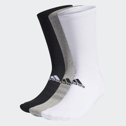 adidas Crew Socks 3 Pairs Grey 9-11.5 - Men Golf Socks & Leg Warmers