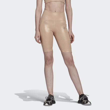 adidas adidas by Stella McCartney Shiny Cycling Tights Copper Metallic / Soft Powder M - Women Training Tights