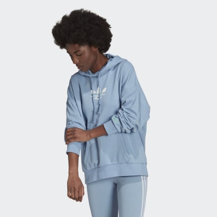 Adidas Adicolor ShatteRed Trefoil Oversize Hoodie Ambient Sky 10 - Women Lifestyle Hoodies,Sweatshirts