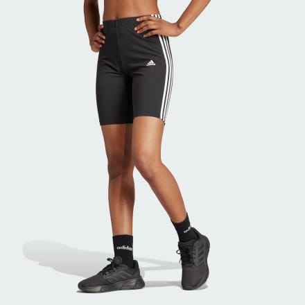 adidas Essentials 3-Stripes Bike Shorts Black / White M - Women Lifestyle,Cycling Tights
