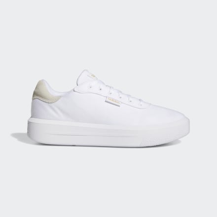 Adidas Court Platform CLN Shoes White / Gold Metallic / Black 5 - Women Skateboarding Trainers