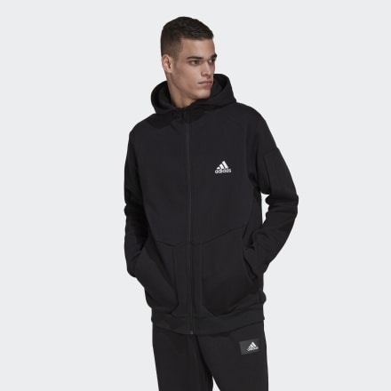 Adidas Essentials for Gameday Fleece Full-Zip Hoodie Black XS - Men Lifestyle Track Tops,Hoodies