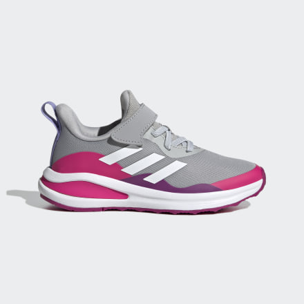 adidas FortaRun Elastic Lace Top Strap Running Shoes Grey / White / Pink 3 - Kids Running Sport Shoes,Trainers