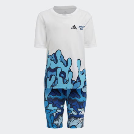 Adidas Aaron Kai PrimeBlue Summer Set White / Black / Royal Blue 3-4Y - Kids Training Tracksuits