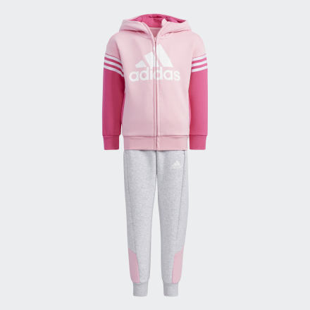 adidas Badge of Sport Fleece Set Light Pink / Light Grey 5-6Y - Kids Training Tracksuits