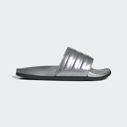 adidas Adilette Comfort Slides Silver Metallic / Silver Metallic / Black 8.0 - Women Swimming Sandals & Thongs,Sport Shoes