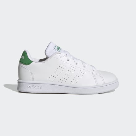 Adidas Advantage Lifestyle Court Lace Shoes White / Green / Black 11K - Kids Tennis Trainers