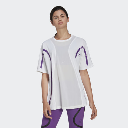 Adidas adidas by Stella McCartney TruePace Running Loose Tee White / Active Purple XS - Women Running Shirts