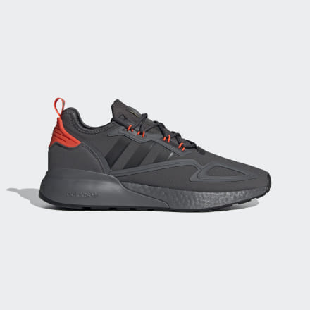 adidas ZX 2K Boost Shoes Grey Six / Black / Solar Red 10.5 - Unisex Lifestyle Trainers