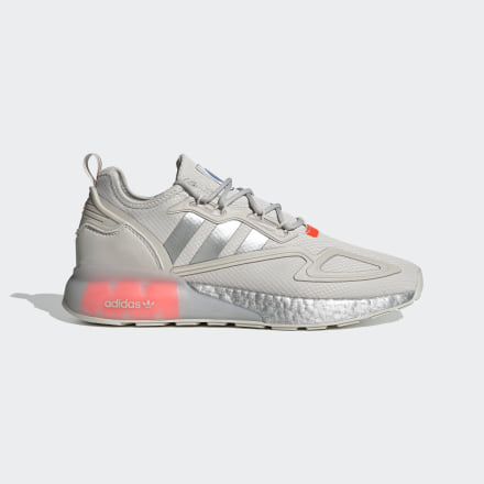 adidas ZX 2K Boost Shoes Grey / Silver Metallic / Solar Red 13 - Unisex Lifestyle Trainers