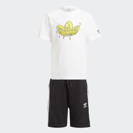 adidas Graphic Trefoil Shorts Tee Set White / Multicolor 3-4Y - Kids Lifestyle Tracksuits