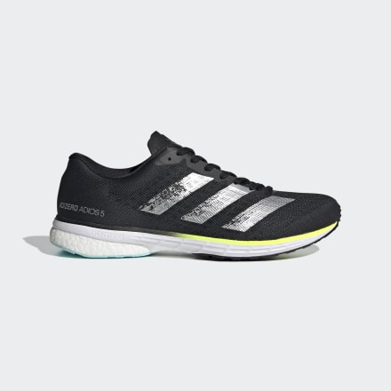 adidas Adizero Adios 5 Shoes Black / Silver Metallic / Solar Yellow 9 - Men Running Trainers