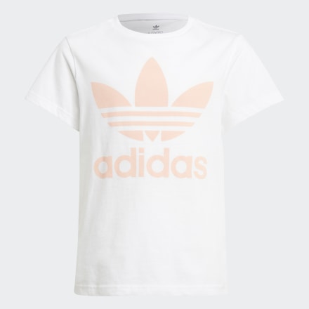 adidas Trefoil Tee White / Coral 7-8Y - Kids Lifestyle Shirts