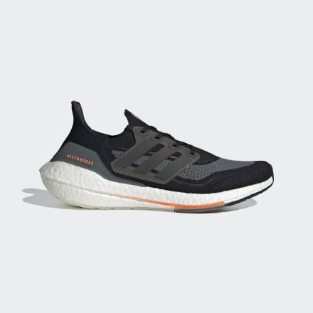 Adidas Ultraboost 21 Shoes Black / Blue Oxide / Screaming Orange 10 - Unisex Running Trainers