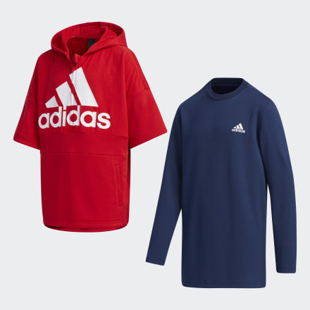 adidas Training Essentials Two-in-One Tee Scarlet / Collegiate Navy 4-5Y - Kids Lifestyle Shirts