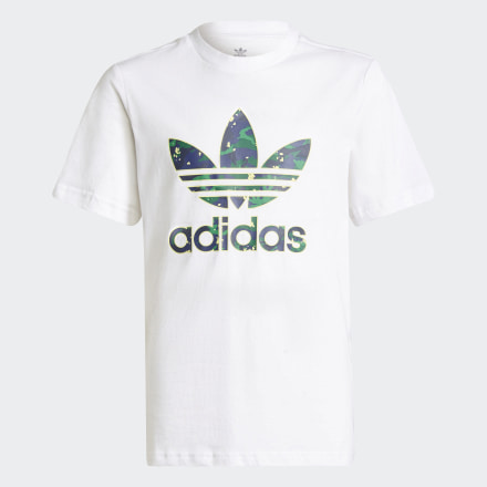 adidas Allover Print Camo Graphic Tee White 7-8Y - Kids Lifestyle Shirts