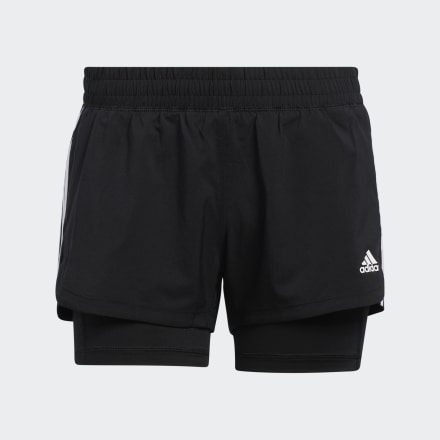 Adidas Pacer 3-Stripes Woven Two-in-One Shorts Black / White S - Women Training Shorts
