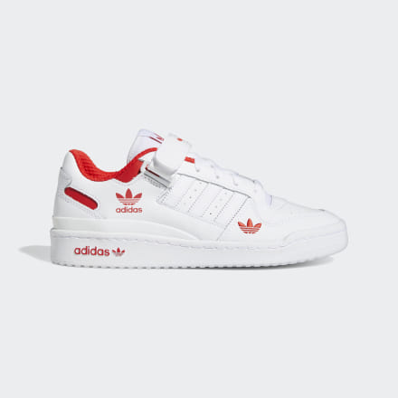 Adidas Forum Low Shoes White / Red / White 8.5 - Men Lifestyle Trainers