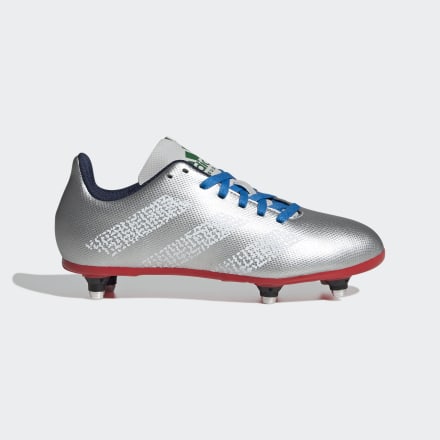 Adidas Rugby SG Boots Silver Metallic / White / Grey 12K - Kids Rugby Sport Shoes