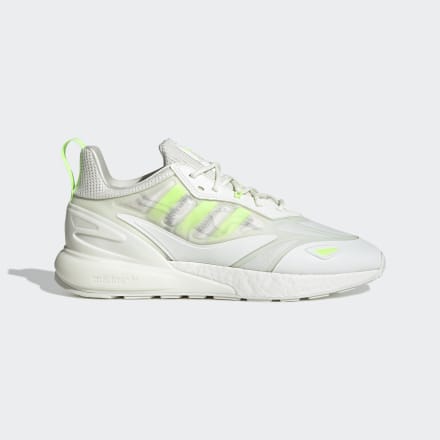 adidas ZX 2K Boost 2.0 Shoes White Tint / Signal Green / Grey 7 - Men Lifestyle Trainers